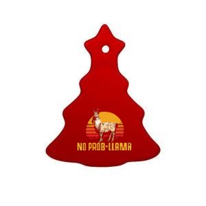 NO PROBLLAMA Retro Funny Llama Alpaca Graphic Ceramic Tree Ornament