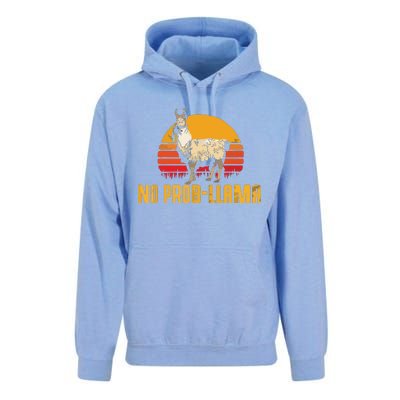 NO PROBLLAMA Retro Funny Llama Alpaca Graphic Unisex Surf Hoodie