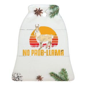 NO PROBLLAMA Retro Funny Llama Alpaca Graphic Ceramic Bell Ornament