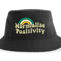 Normalize Positivity Rainbow Funny Vintage Sustainable Bucket Hat