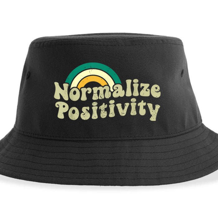 Normalize Positivity Rainbow Funny Vintage Sustainable Bucket Hat