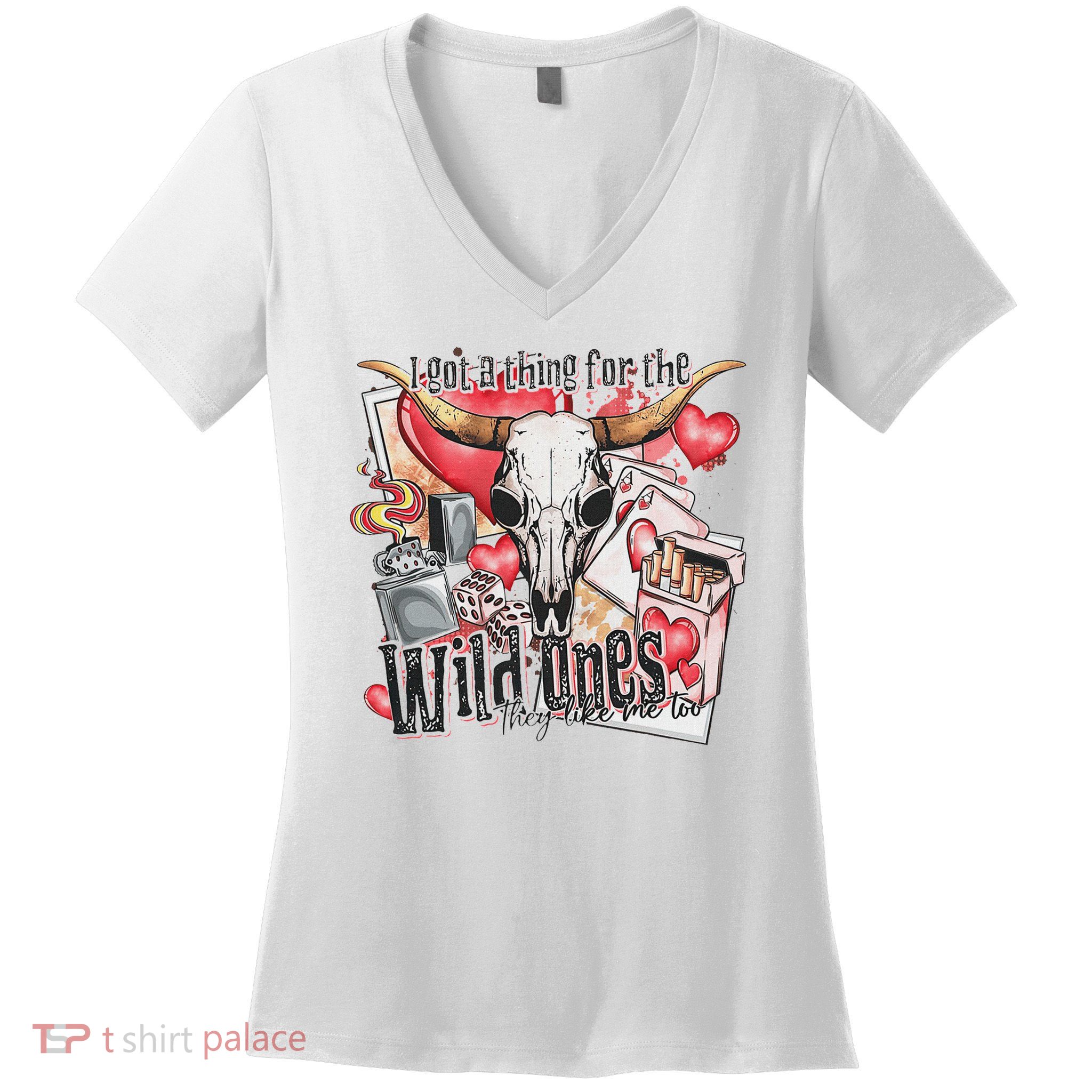 Nashville Party Retro Cowgirl I Got A Thing For The Wild Ones Women's V-Neck T-Shirt