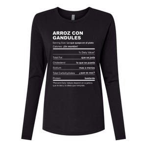 Navidades Puerto Rico Receta Arroz Con Gandules Boricua Gift Womens Cotton Relaxed Long Sleeve T-Shirt