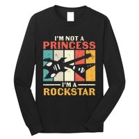 Not Princess Rockstar Vintage Guitar Guitarist Band Player Long Sleeve Shirt