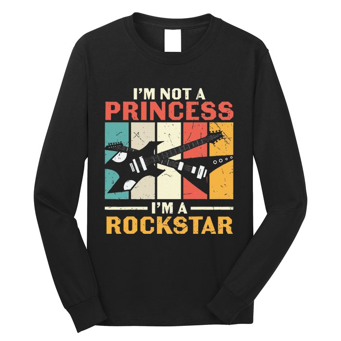 Not Princess Rockstar Vintage Guitar Guitarist Band Player Long Sleeve Shirt