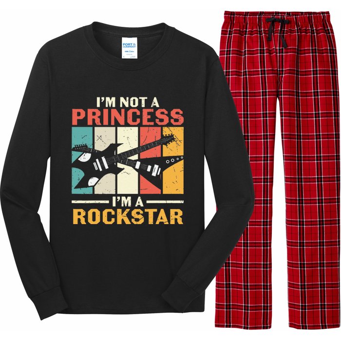 Not Princess Rockstar Vintage Guitar Guitarist Band Player Long Sleeve Pajama Set