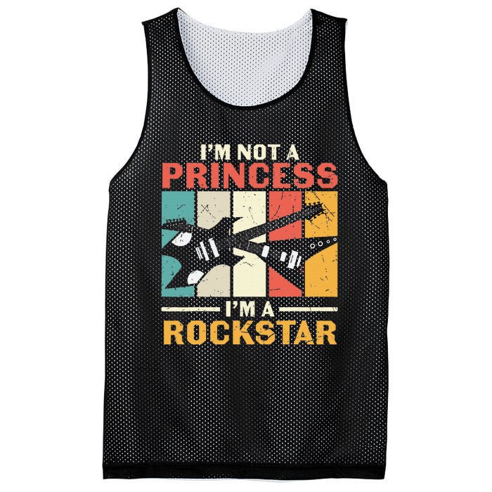 Not Princess Rockstar Vintage Guitar Guitarist Band Player Mesh Reversible Basketball Jersey Tank