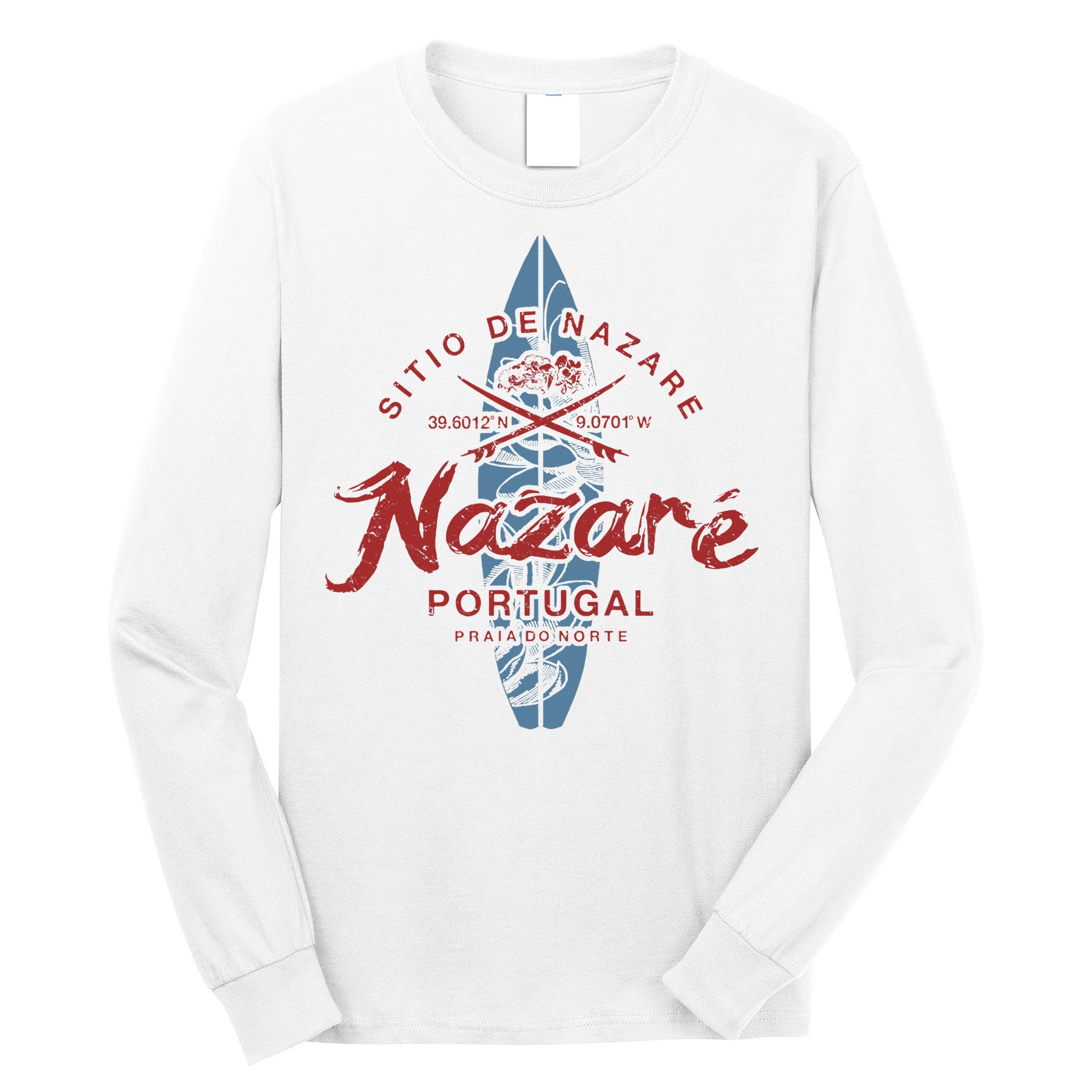 Nazare Portugal Surfing Vintage Long Sleeve Shirt