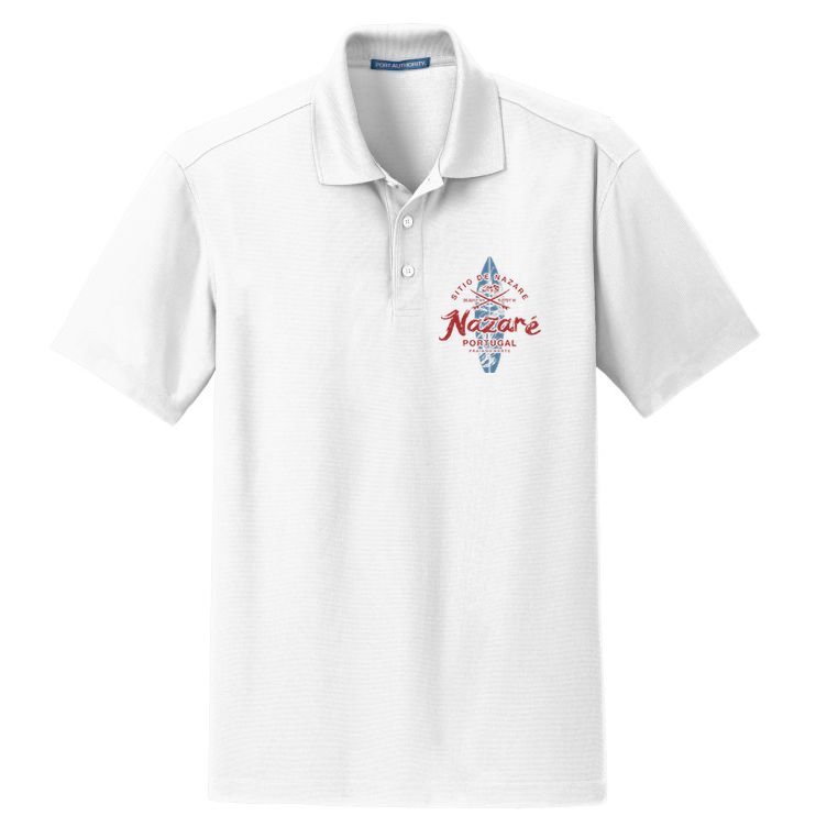 Nazare Portugal Surfing Vintage Dry Zone Grid Polo