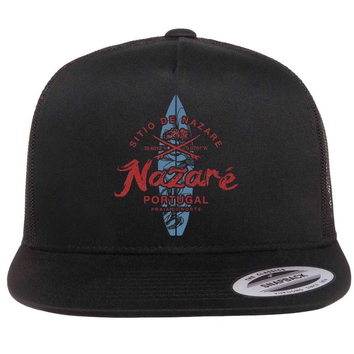 Nazare Portugal Surfing Vintage Flat Bill Trucker Hat