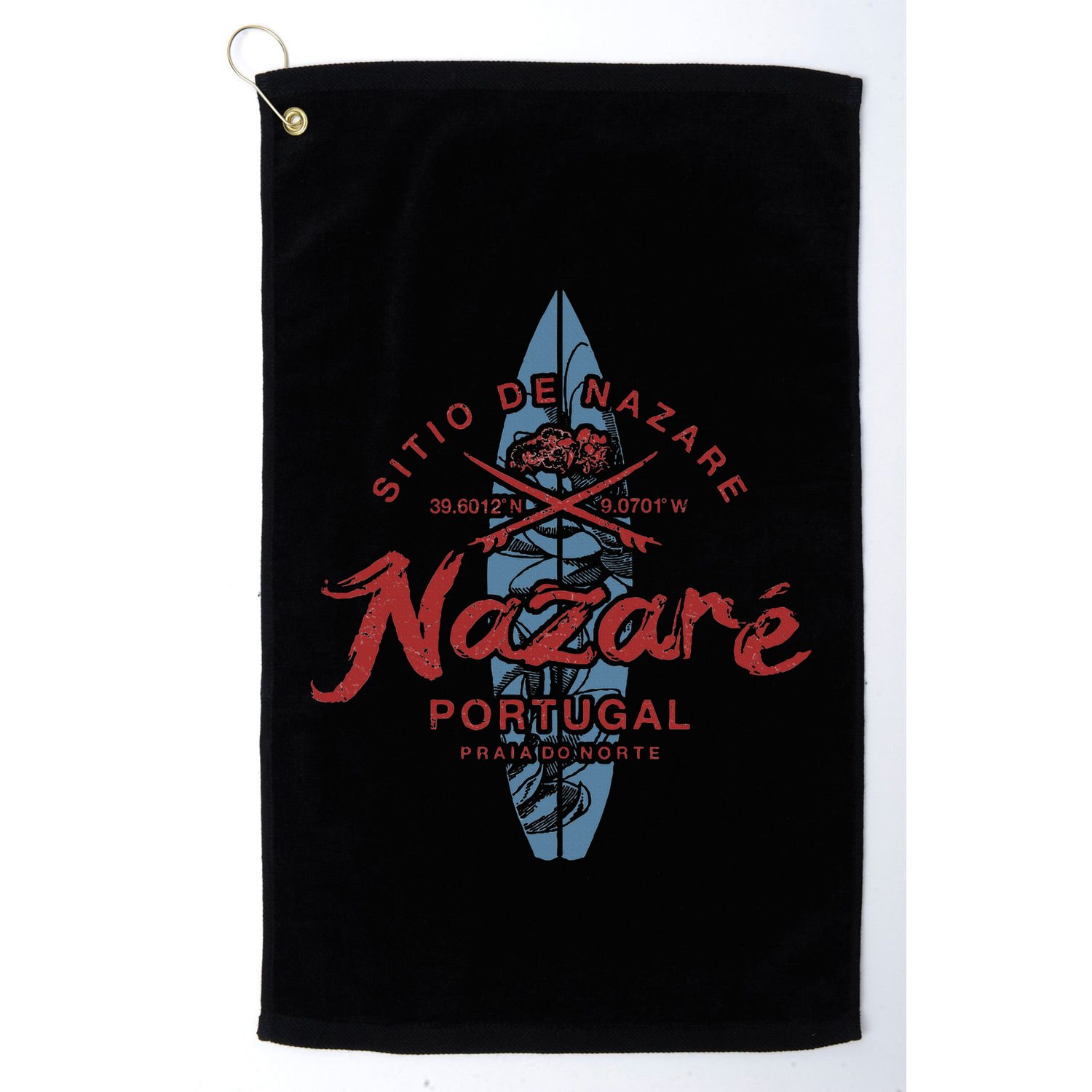 Nazare Portugal Surfing Vintage Golf Towel