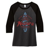 Nazare Portugal Surfing Vintage Women's Tri-Blend 3/4-Sleeve Raglan Shirt