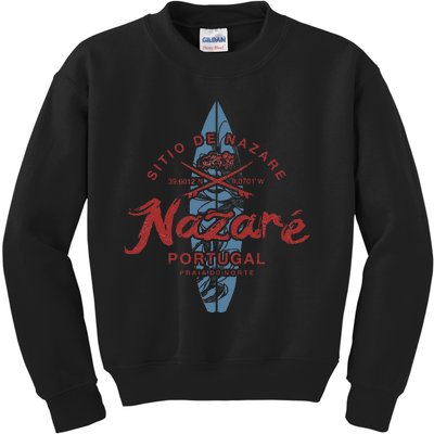 Nazare Portugal Surfing Vintage Kids Sweatshirt