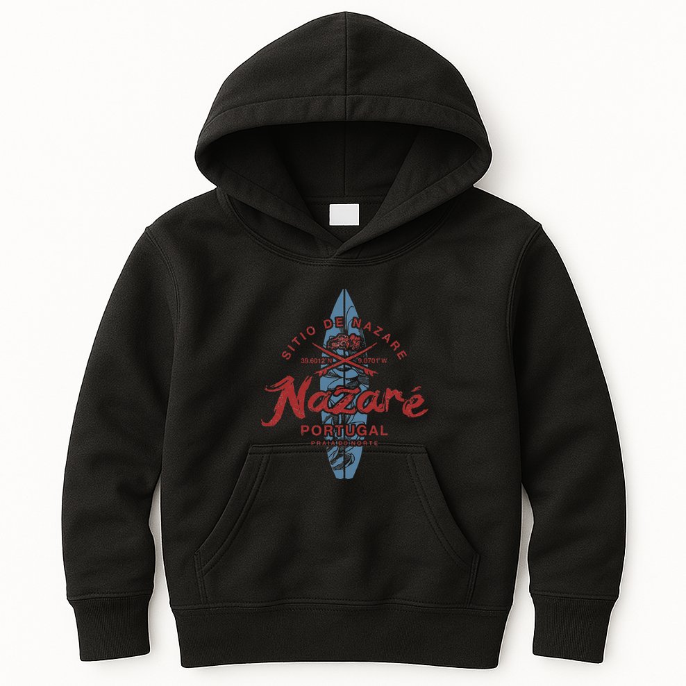 Nazare Portugal Surfing Vintage Kids Hoodie