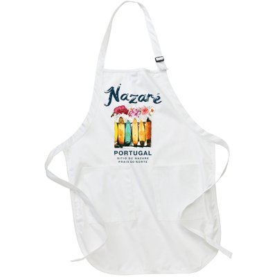 Nazare Portugal Surfing Vintage  Full-Length Apron With Pockets