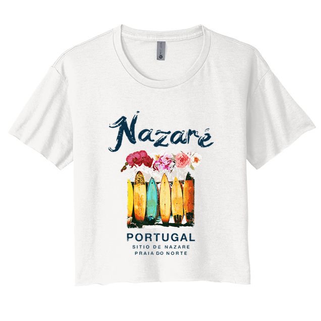 Nazare Portugal Surfing Vintage  Crop Top