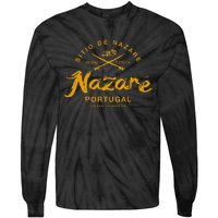 Nazare Portugal Surfing Vintage Retro Tie-Dye Long Sleeve Shirt