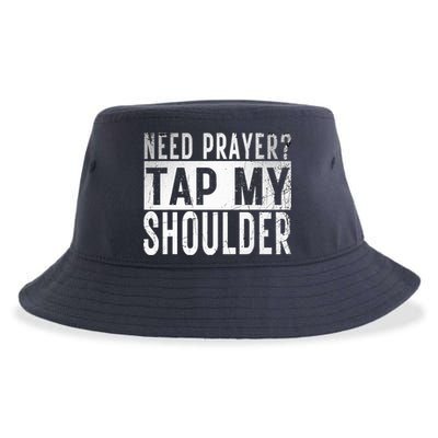 Need Prayer Tap My Shoulder Front Spiritual Church Cristian Sustainable Bucket Hat