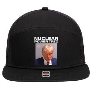 Nuclear Power Trio Criminally Great Riffs Trump Mug Shot 7 Panel Mesh Trucker Snapback Hat