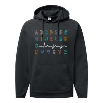 Nurse PQRST Test ABC's Ekg Strip Alphabet Funny Nurses Jokes Performance Fleece Hoodie