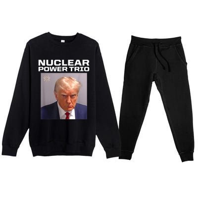 Nuclear Power Trio Criminally Great Riffs Trump Mug Shot Premium Crewneck Sweatsuit Set