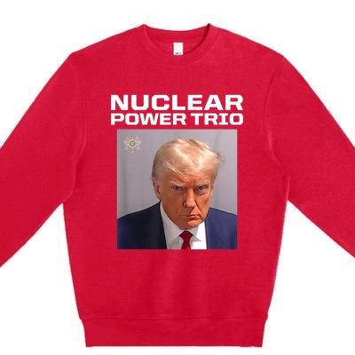 Nuclear Power Trio Criminally Great Riffs Trump Mug Shot Premium Crewneck Sweatshirt