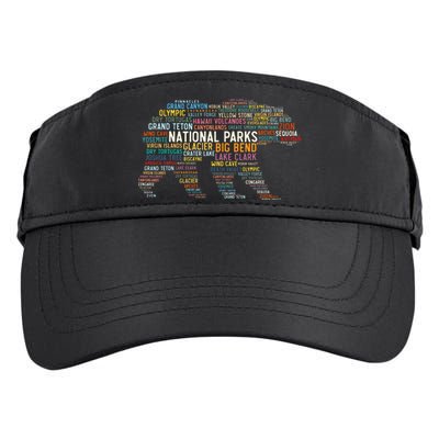 National Parks Usa List Word Cloud Bear Camping & Hiking Adult Drive Performance Visor