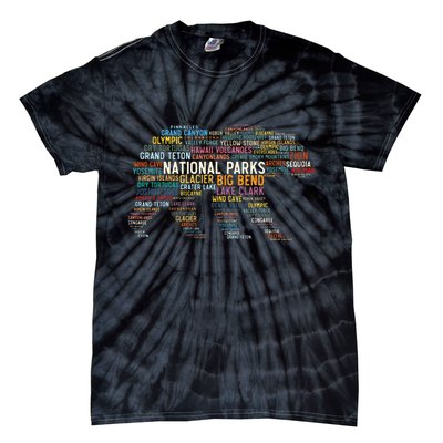 National Parks Usa List Word Cloud Bear Camping & Hiking Tie-Dye T-Shirt