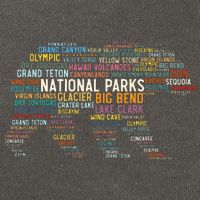 National Parks Usa List Word Cloud Bear Camping & Hiking Cotton Canvas Backpack