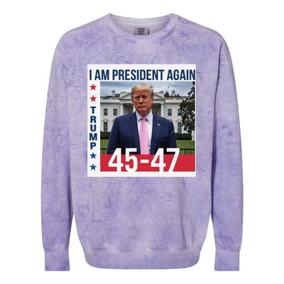 New President Usa America 2024 Trump President 47 Colorblast Crewneck Sweatshirt