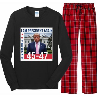 New President Usa America 2024 Trump President 47 Long Sleeve Pajama Set