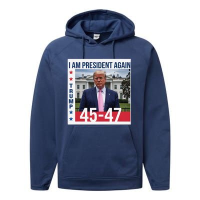 New President Usa America 2024 Trump President 47 Performance Fleece Hoodie