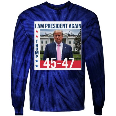 New President Usa America 2024 Trump President 47 Tie-Dye Long Sleeve Shirt