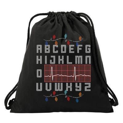 Nurse Pqrst Ugly Christmas Sweater Style Alphabet Abc Meaningful Gift Drawstring Bag