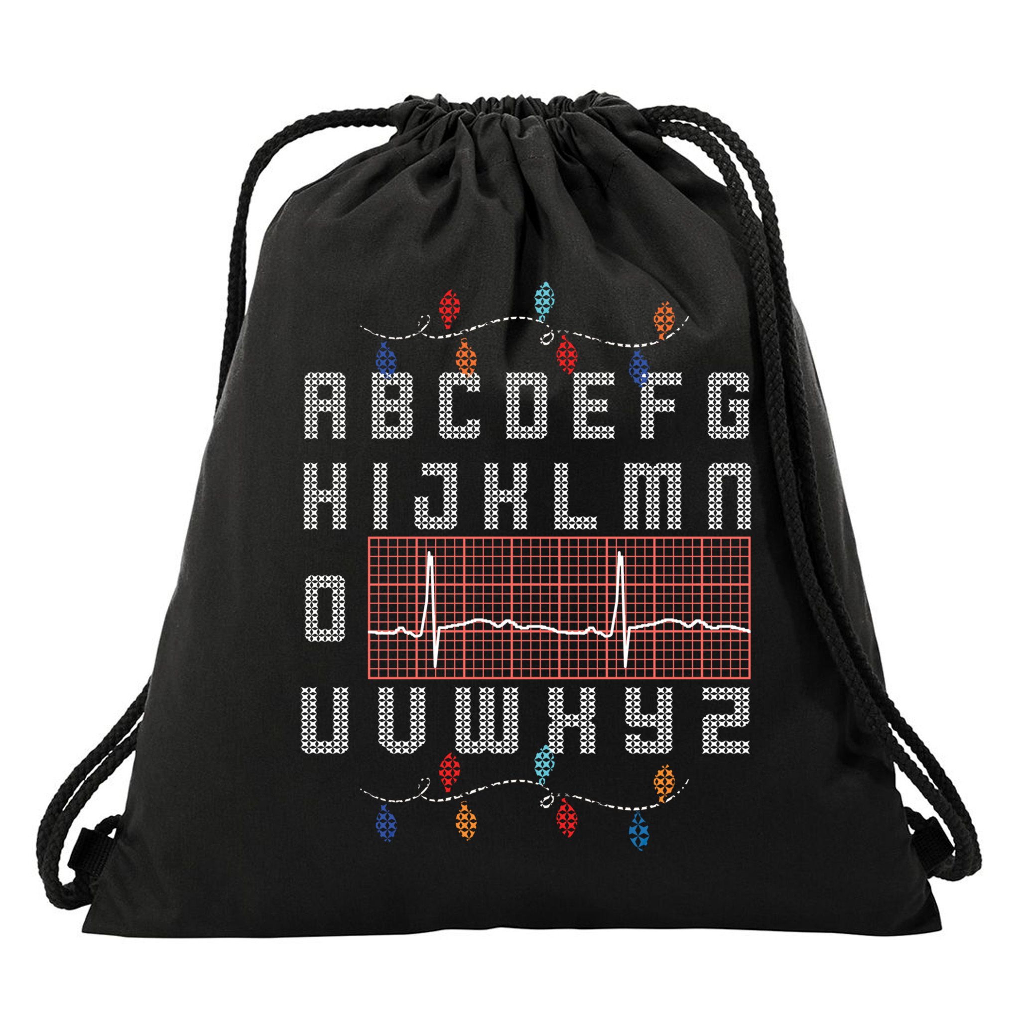Nurse Pqrst Ugly Christmas Sweater Style Alphabet Abc Meaningful Gift Drawstring Bag