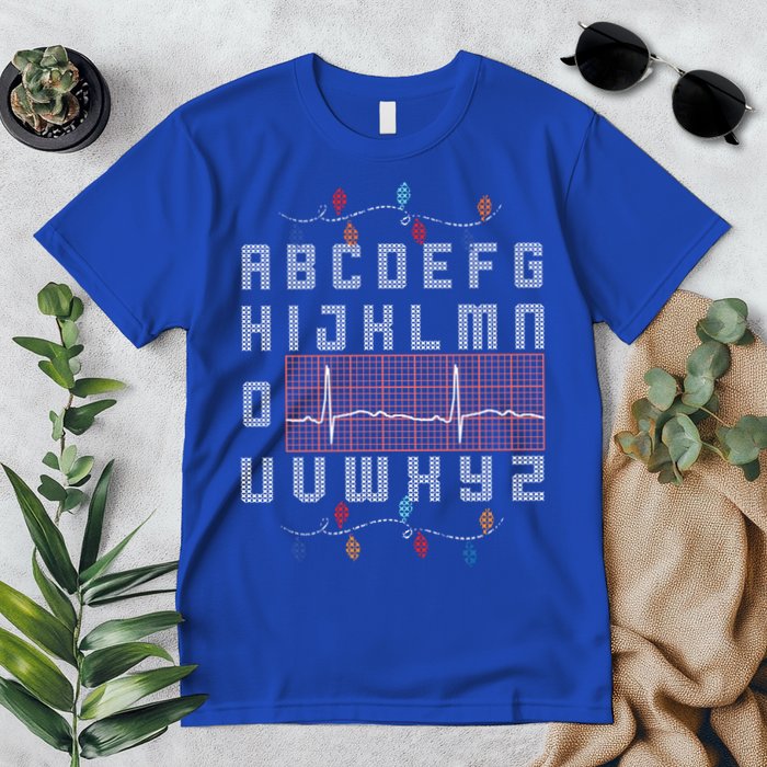 Nurse Pqrst Ugly Christmas Sweater Style Alphabet Abc Meaningful Gift Premium T-Shirt