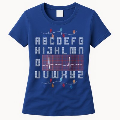 Nurse Pqrst Ugly Christmas Sweater Style Alphabet Abc Meaningful Gift Womens T-Shirt