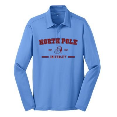 North Pole University Est 1773 Christmas Silk Touch Performance Long Sleeve Polo