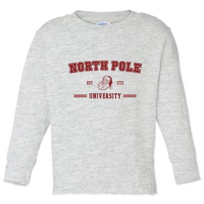 North Pole University Est 1773 Christmas Toddler Long Sleeve Shirt