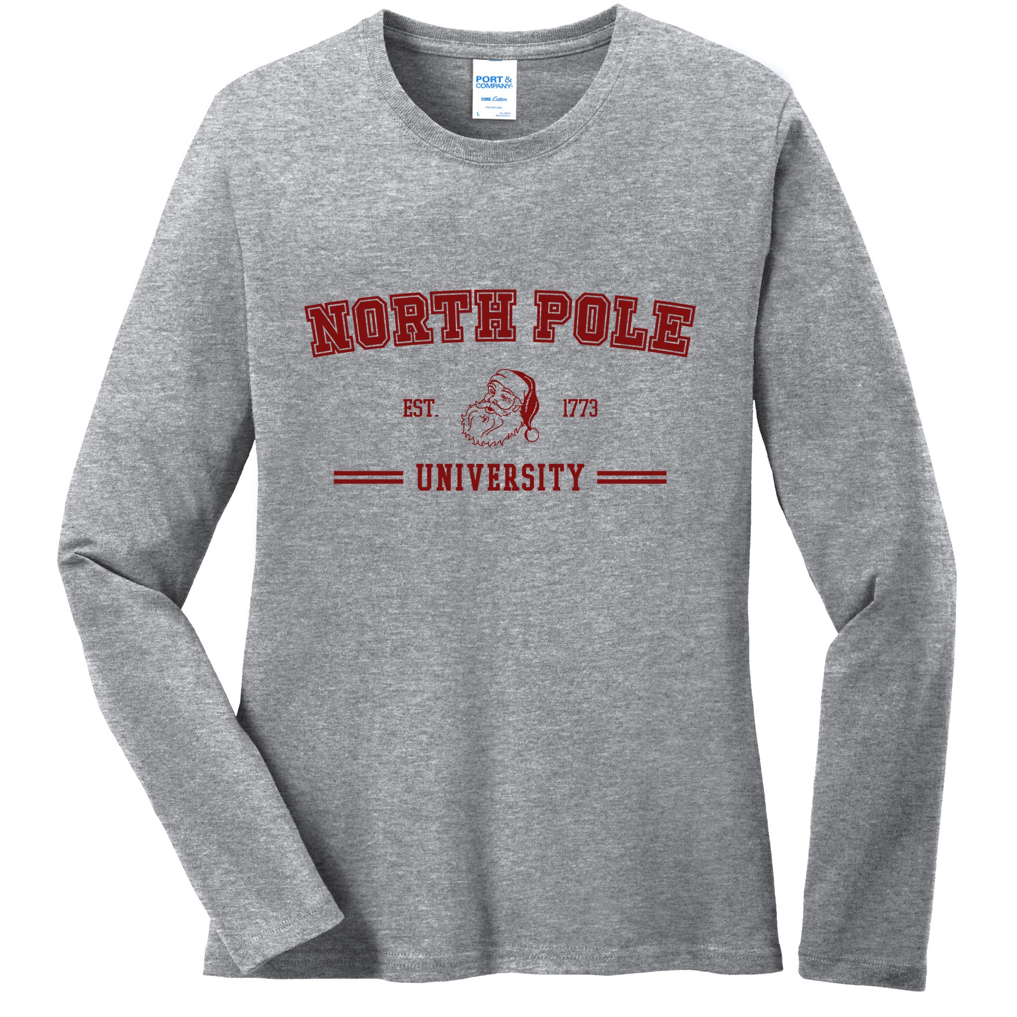 North Pole University Est 1773 Christmas Ladies Long Sleeve Shirt