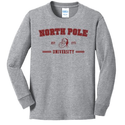 North Pole University Est 1773 Christmas Kids Long Sleeve Shirt