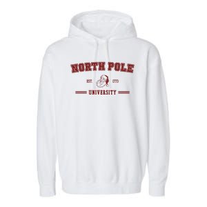 North Pole University Est 1773 Christmas Garment-Dyed Fleece Hoodie