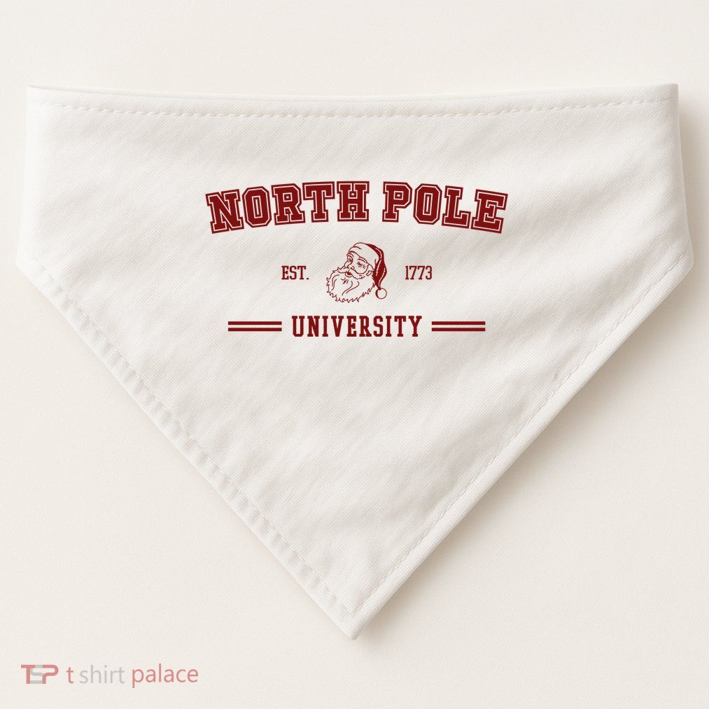 North Pole University Est 1773 Christmas USA-Made Doggie Bandana