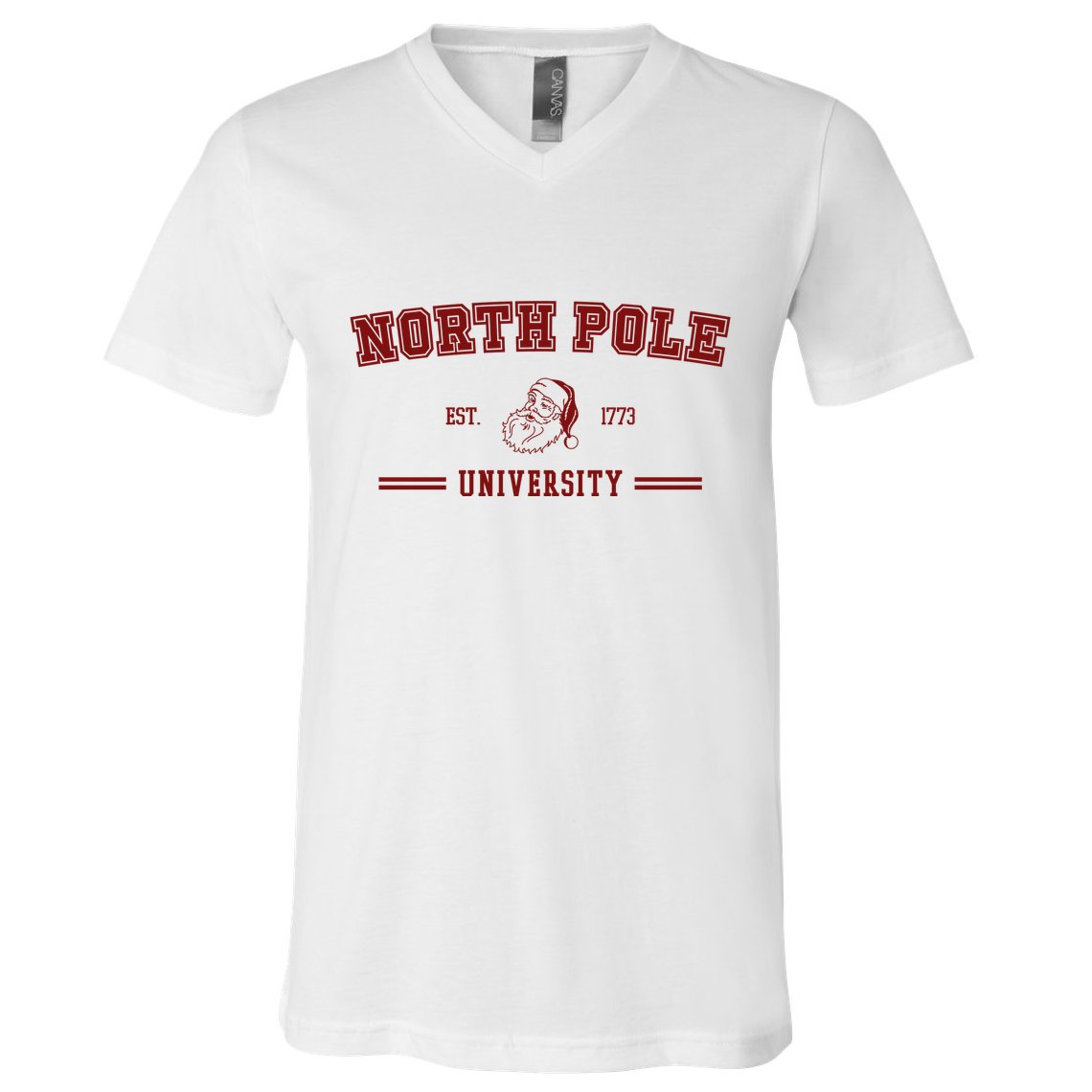 North Pole University Est 1773 Christmas V-Neck T-Shirt