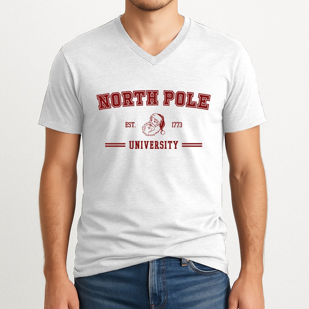 North Pole University Est 1773 Christmas V-Neck T-Shirt