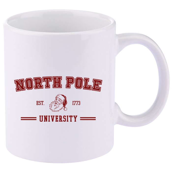 North Pole University Est 1773 Christmas 11oz C Handle Ceramic Mug
