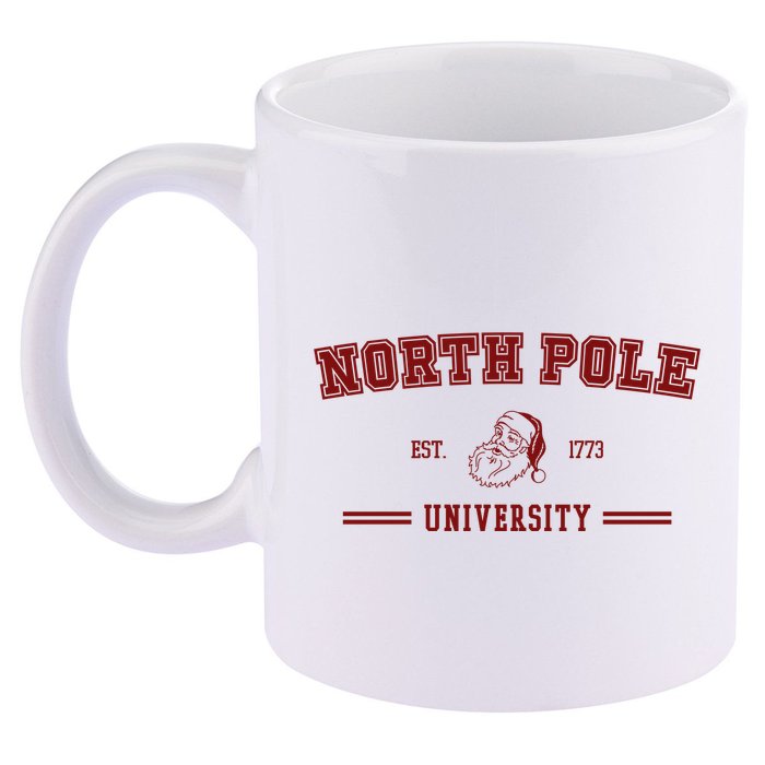 North Pole University Est 1773 Christmas 11oz C Handle Ceramic Mug