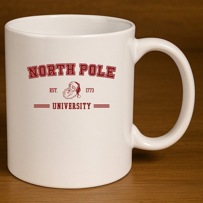 North Pole University Est 1773 Christmas 11oz C Handle Ceramic Mug