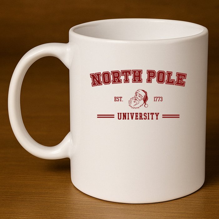 North Pole University Est 1773 Christmas 11oz C Handle Ceramic Mug