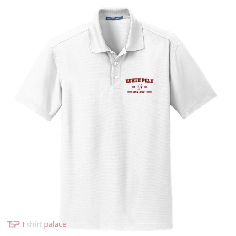 North Pole University Est 1773 Christmas Dry Zone Grid Polo